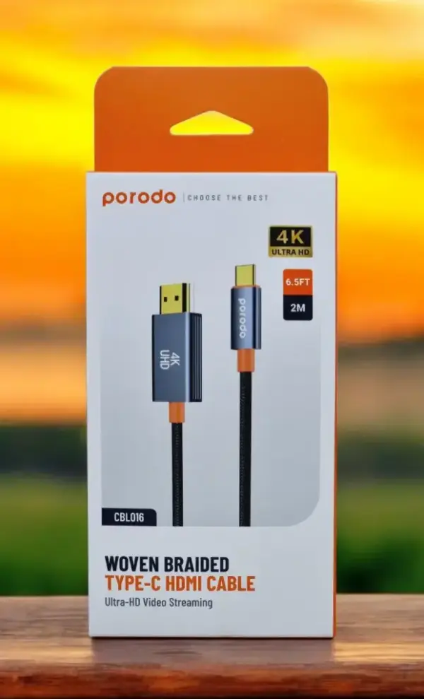 PORODO WOVEN BRAIDED LIGHTNING HDMI CABLE | CBL017 | 2M